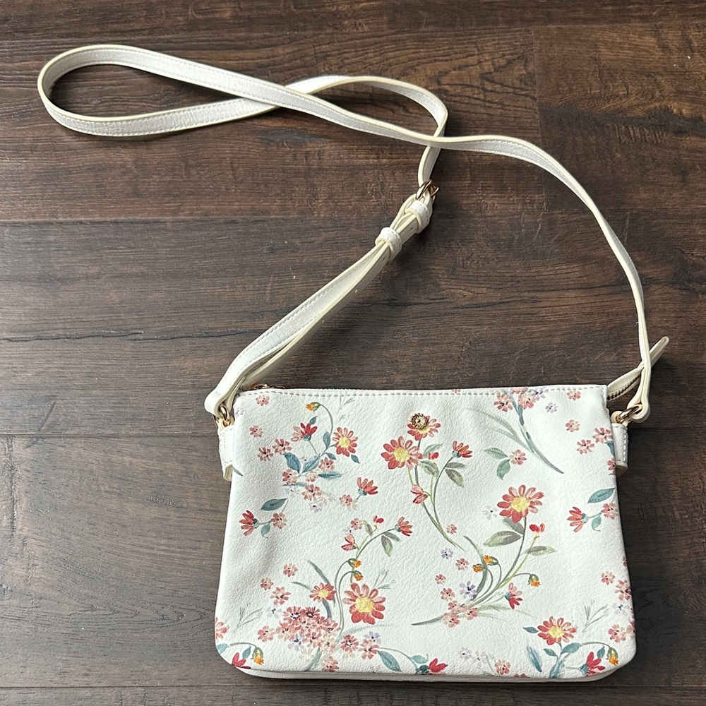 LC Lauren Conrad Floral White Crossbody Bag - Picture 1 of 3